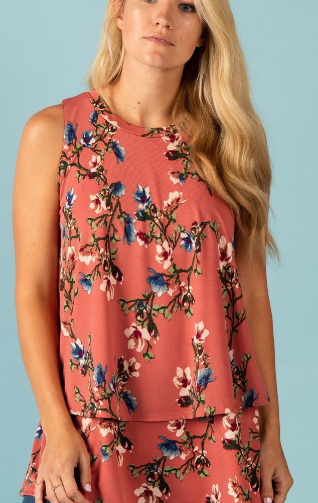 Tiered Tunic Tank Terracotta Chambray - Picture 5 of 5